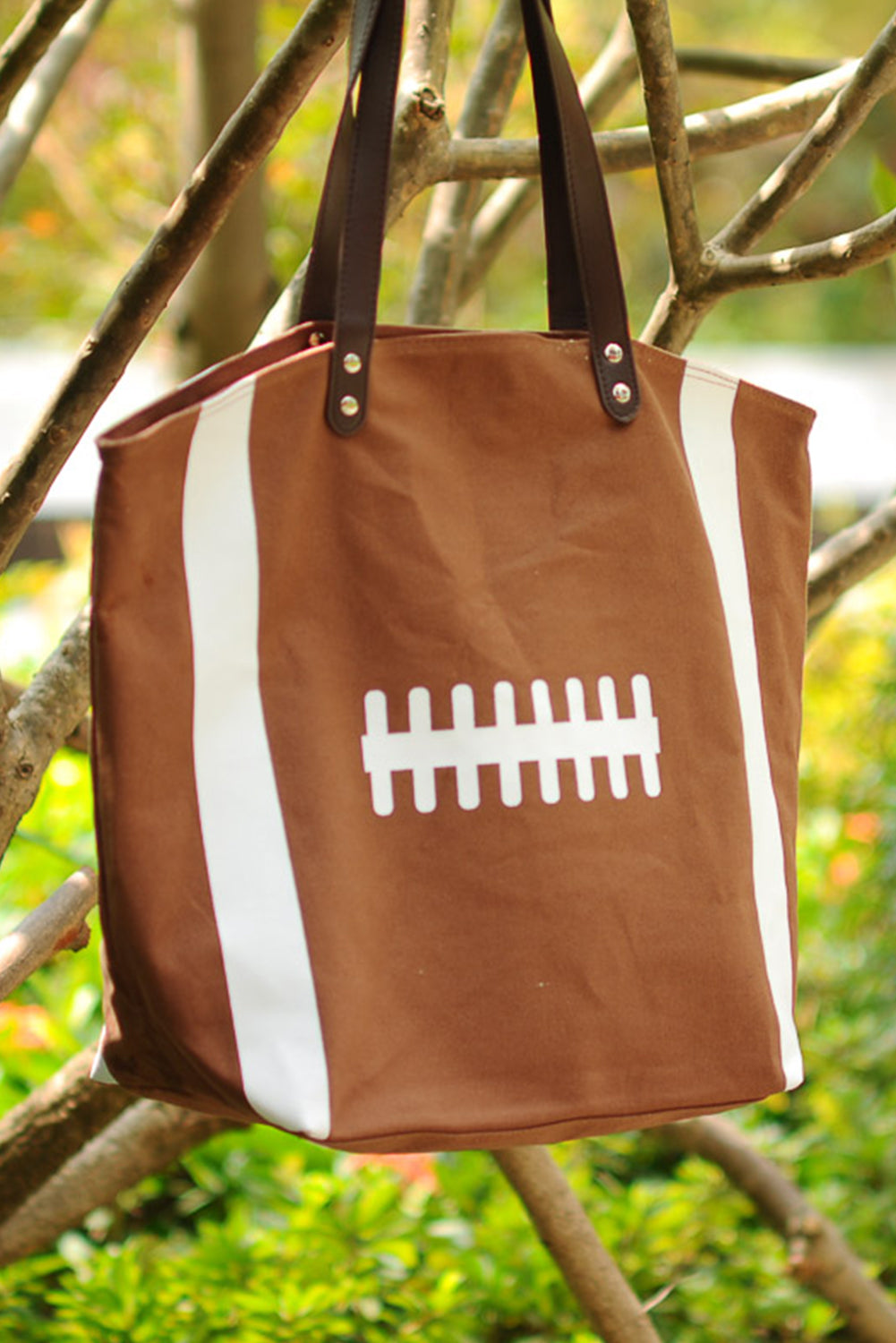 Chestnut Baseball Pattern Canvas Large Tote Bag