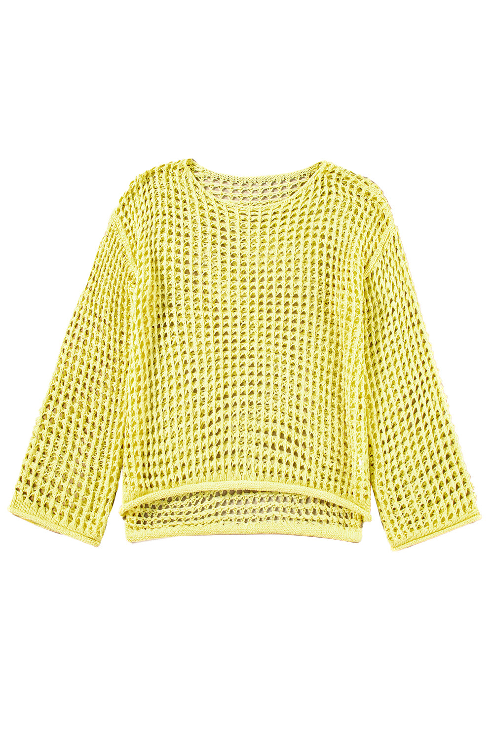 Yellow Knit Cut Out Crochet Long Sleeve Tunic Top