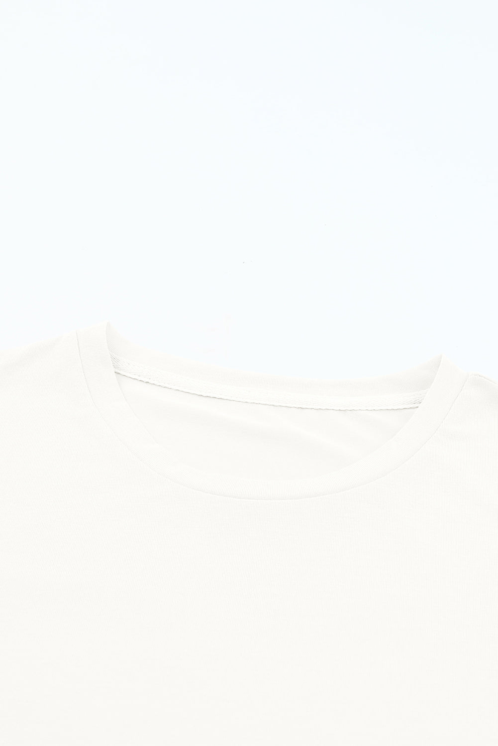 White Solid Color Basic Crew Neck Plain Tee