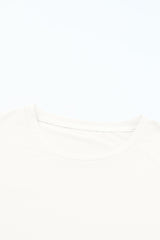 White Solid Color Basic Crew Neck Plain Tee