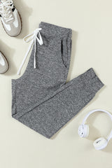 Gray Drawstring Waist Pocketed Joggers