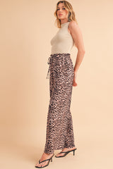 Desert Palm Boho Leopard Print Wide Leg Pants