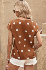 Chestnut Summer Daisy Print Batwing Sleeve Blouse