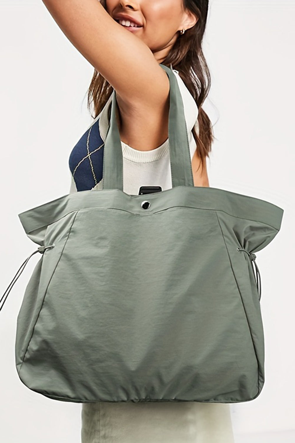 Laurel Green Waterproof Side Cinched Large Tote Bag