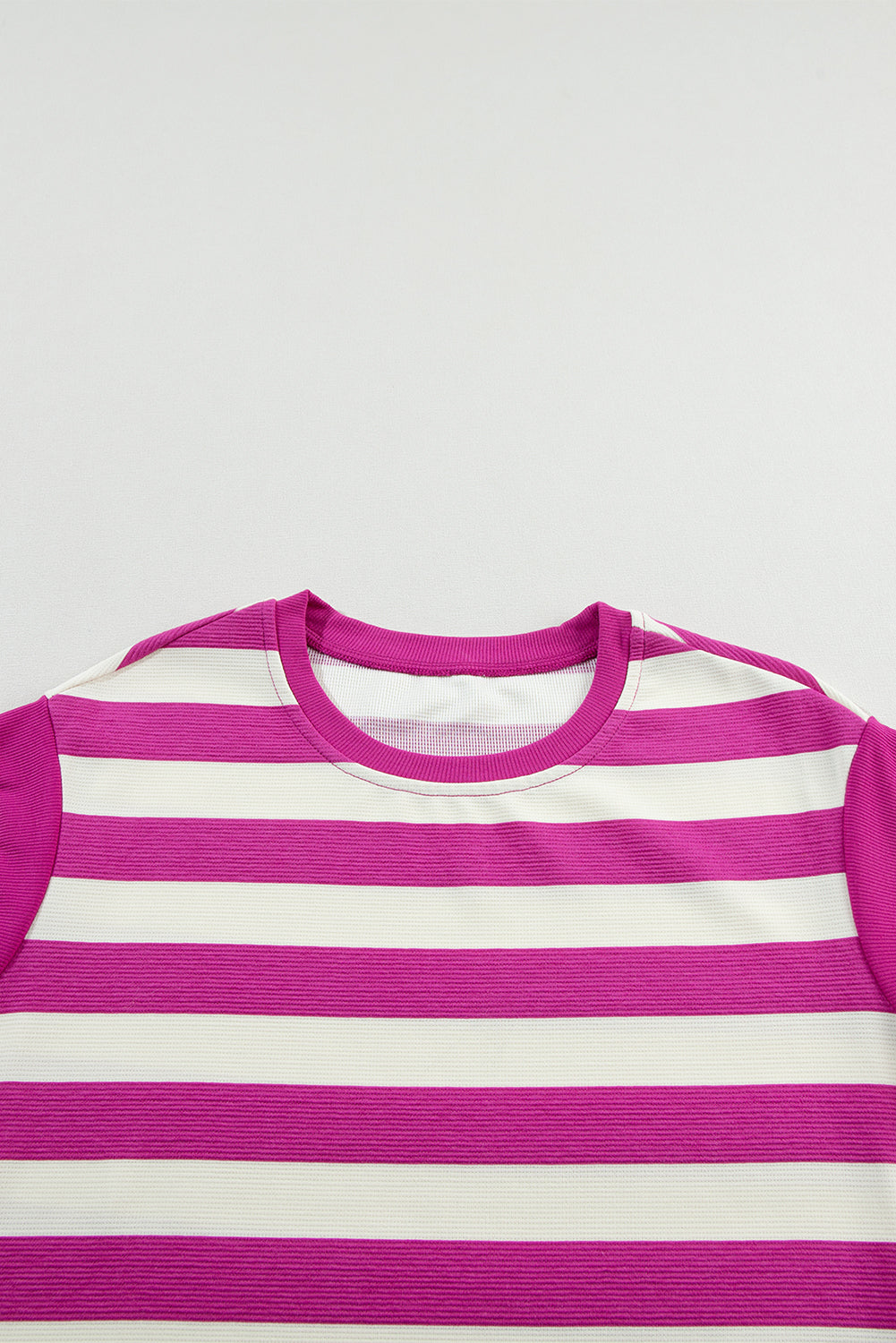 Rose Stripe Cap Sleeve Pocketed T-shirt Dress