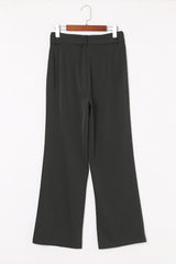 Black Belted Wide Leg High Waisted Pants for Women