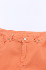 Orange Acid Wash Casual High Waist Wide Leg Jeans