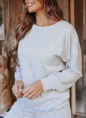 Grey Long Sleeve Pullover & Jogger Pants Loungewear Set