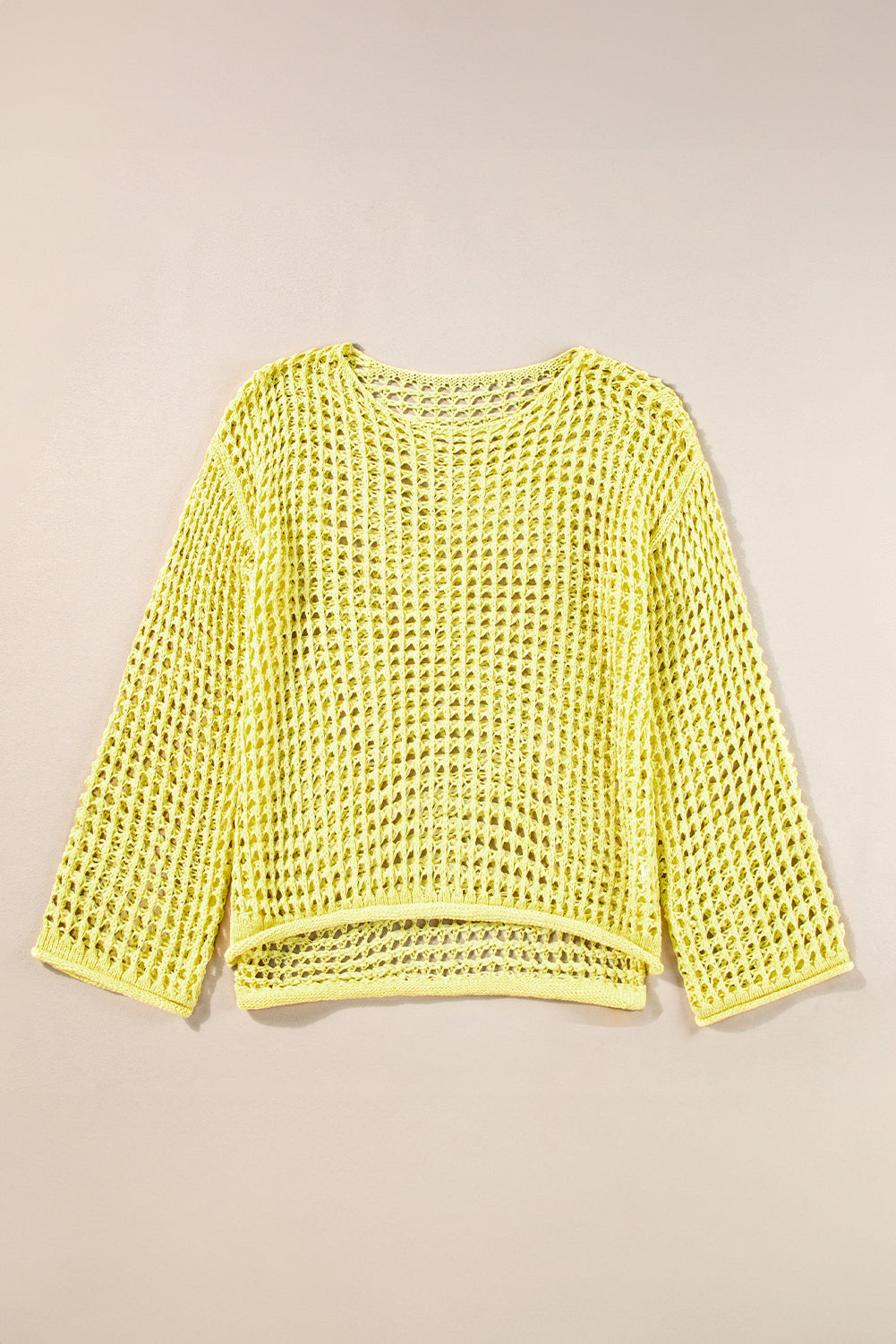 Yellow Knit Cut Out Crochet Long Sleeve Tunic Top