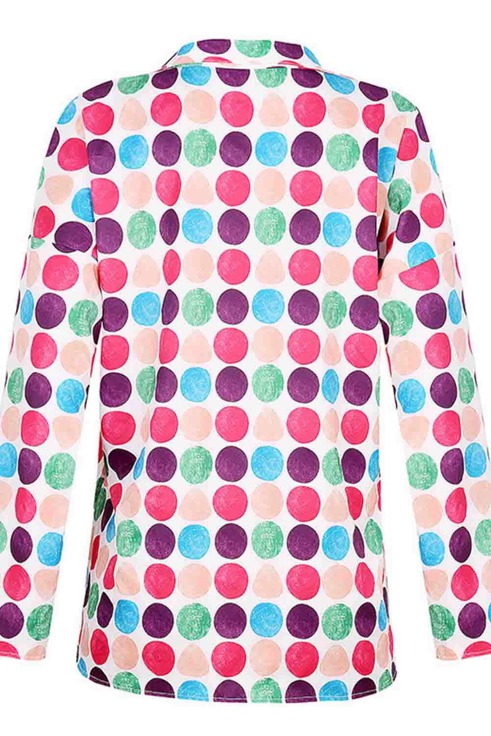 Multicolor Polka Dot Buttoned Long Sleeve Blouse