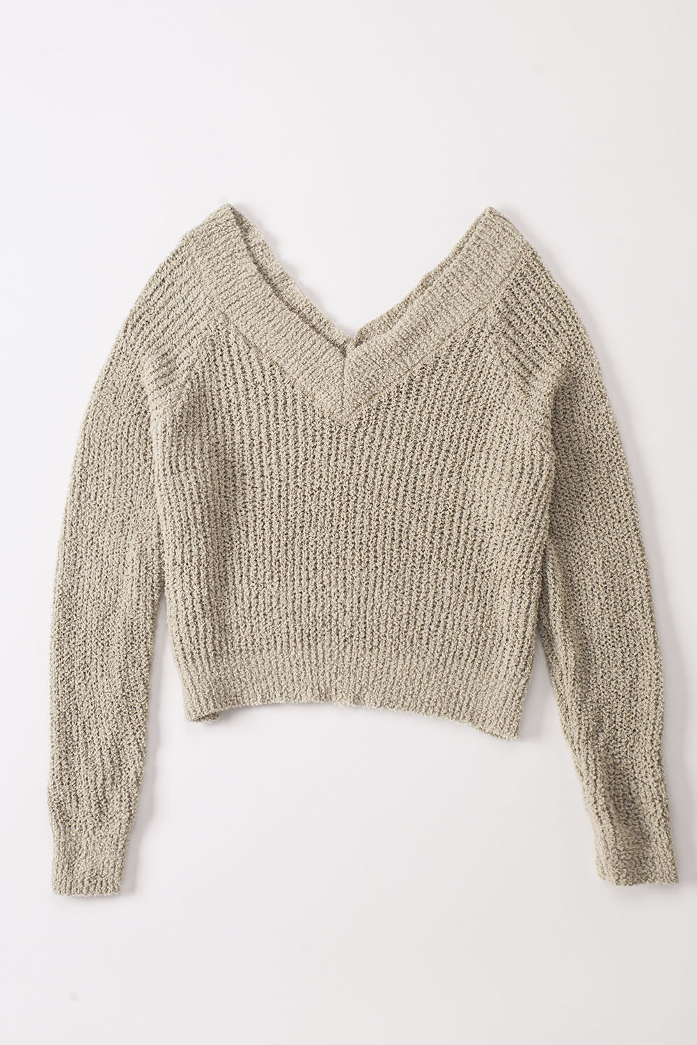 Apricot Casual V Neck Pullover Sweater