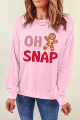 Pink Christmas OH SNAP Gingerbread Man Graphic Sweatshirt