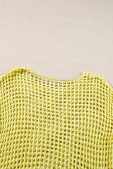 Yellow Knit Cut Out Crochet Long Sleeve Tunic Top