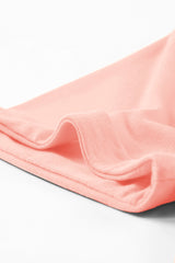 Pink Solid Color Basic Crew Neck Plain Tee