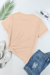 Khaki American Flag Bow Knot Graphic Round Neck T Shirt