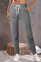 Gray Drawstring Waist Pocketed Joggers