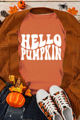 Orange Halloween Hello Pumpkin Graphic Drop Shoulder Sweatshirt