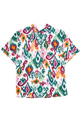 Multicolor Abstract Print Knot Back Half Sleeve Blouse