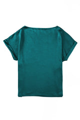 Green Plain Batwing Sleeve Summer Top