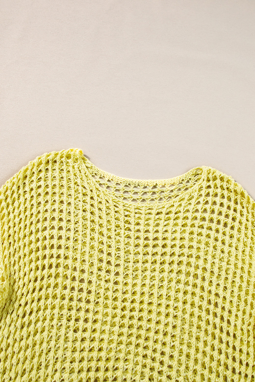 Yellow Knit Cut Out Crochet Long Sleeve Tunic Top