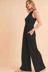 Black Sleeveless High Waist Wide Leg Jumpsuit