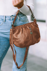 Fiery Red Vintage Leather Pleated Shoulder Bag