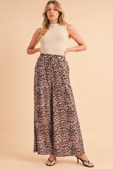 Desert Palm Boho Leopard Print Wide Leg Pants