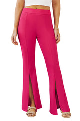 Rose Basic Split Hem Casual High Waist Pants