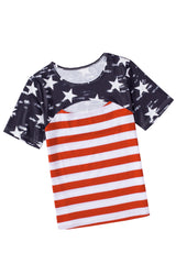 American Flag Cut Out Short Sleeve Crew Neck T Shirt