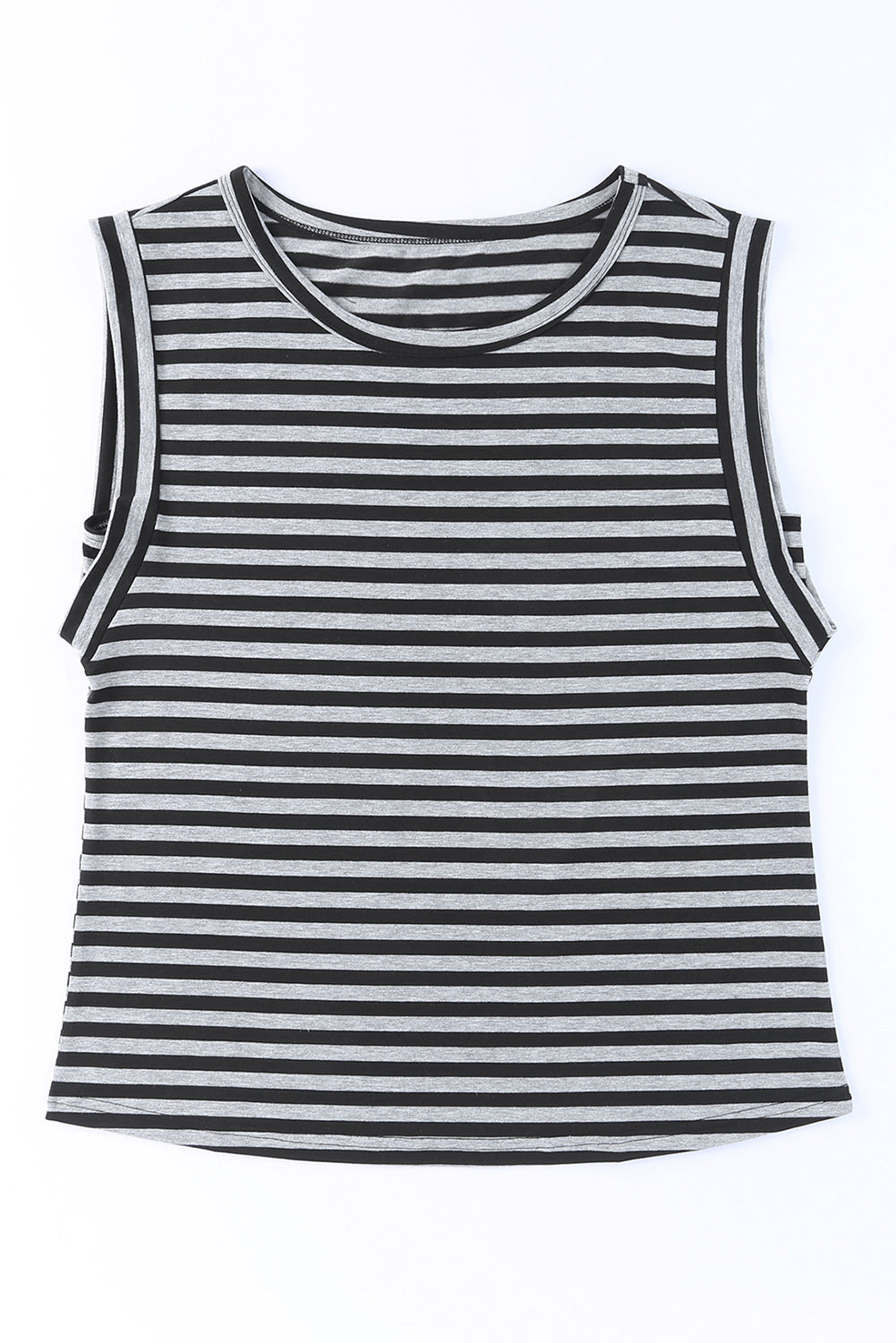 Black Striped Summer Top Casual Sleeveless T Shirt for Women
