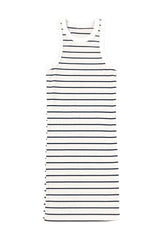 White Stripe Ribbed Knit Tank Mini Dress