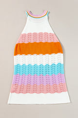 Multicolour Wavy Striped Print Knit Sleeveless Top