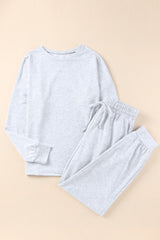 Grey Long Sleeve Pullover & Jogger Pants Loungewear Set