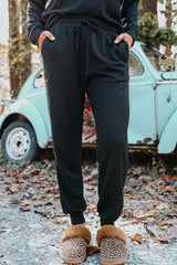 Black Long Sleeve Pullover & Jogger Pants Loungewear Set