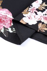 Black Floral Print Lace Loose Off Shoulder Blouse