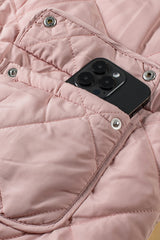 Pink Zip Up Fleece Lined Quilted Vest Coat