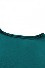 Green Plain Batwing Sleeve Summer Top