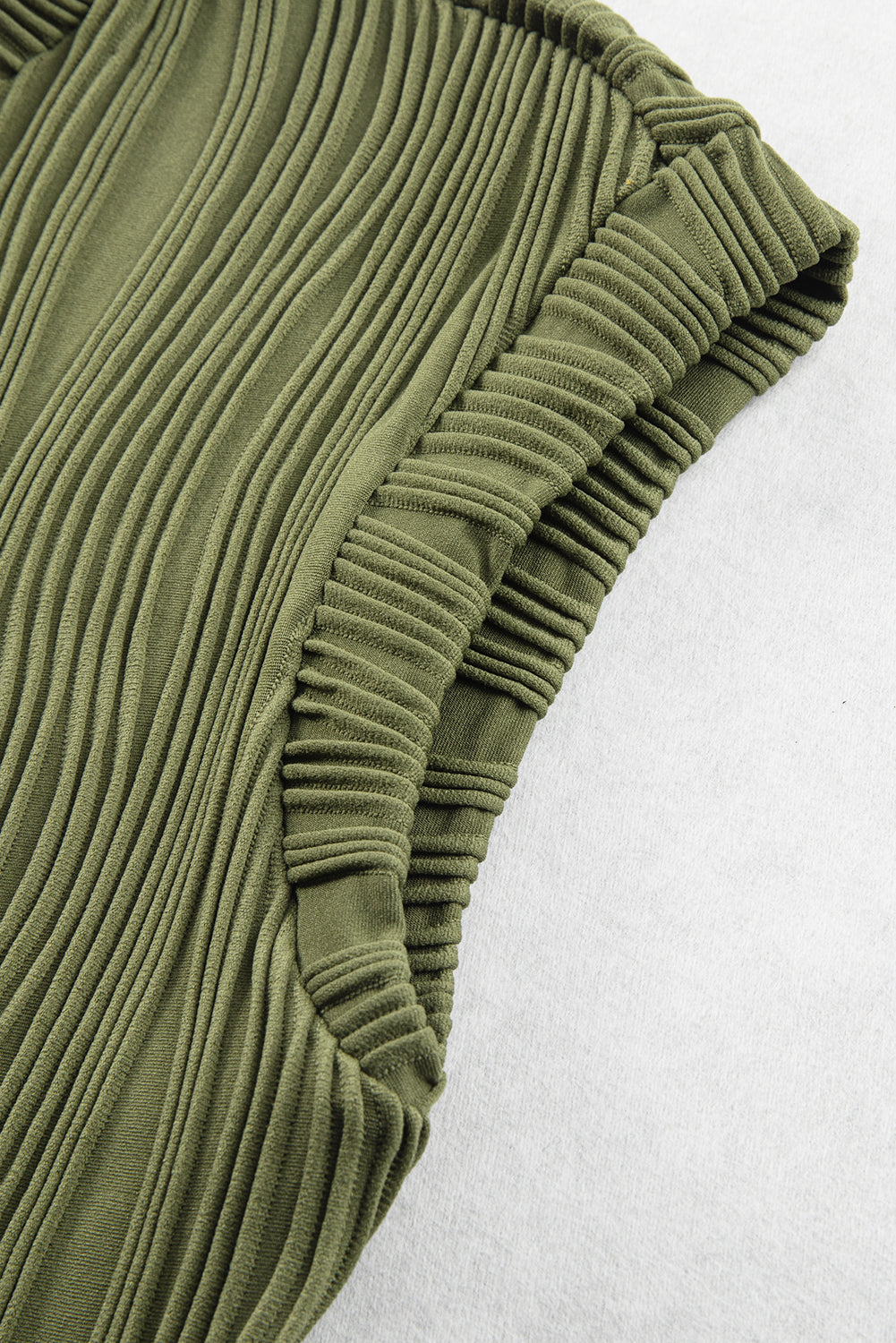 Jungle Green Wavy Textured Cap Sleeve Top