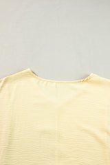 Apricot Colorblock Patchwork V-Neck Crinkled Blouse