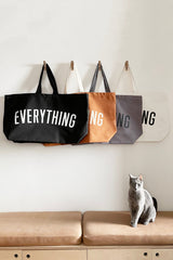 White 73*17*44cm EVERYTHING Letter Print Large Canvas Tote Bag