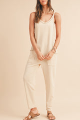 Apricot Solid Color Loose Fit Harem Jumpsuit