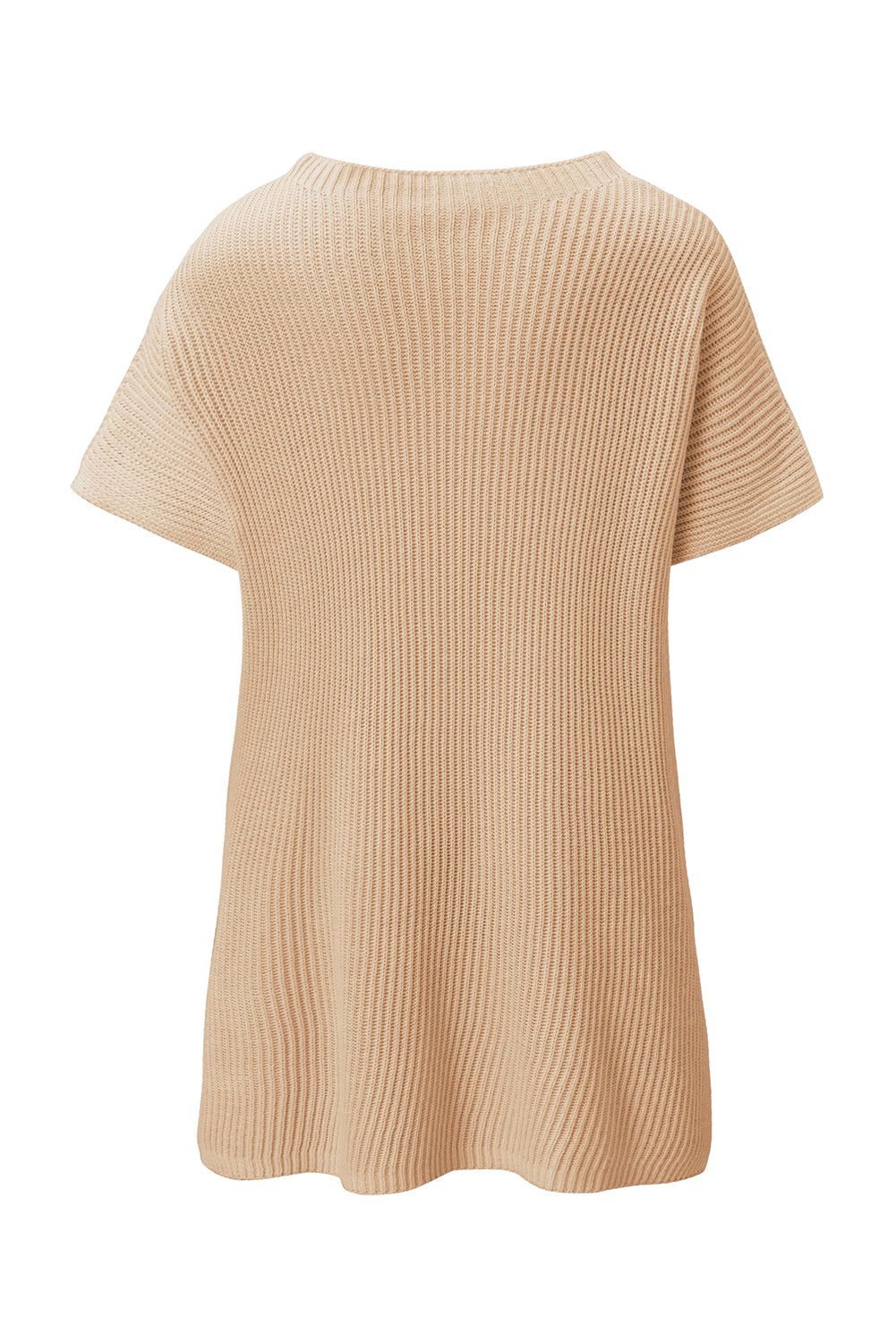 Wholesale Apricot Side Slit Short Sleeve Oversized Sweater