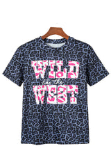 Black Leopard WILD like the WEST Letter Print Graphic Tee