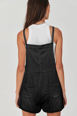 Black Denim Adjustable Knotted Straps Pocketed Romper