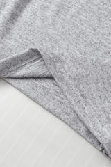 Gray Ribbed Splicing Short Sleeve Round Neck T-shirt