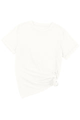 White Solid Color Basic Crew Neck Plain Tee