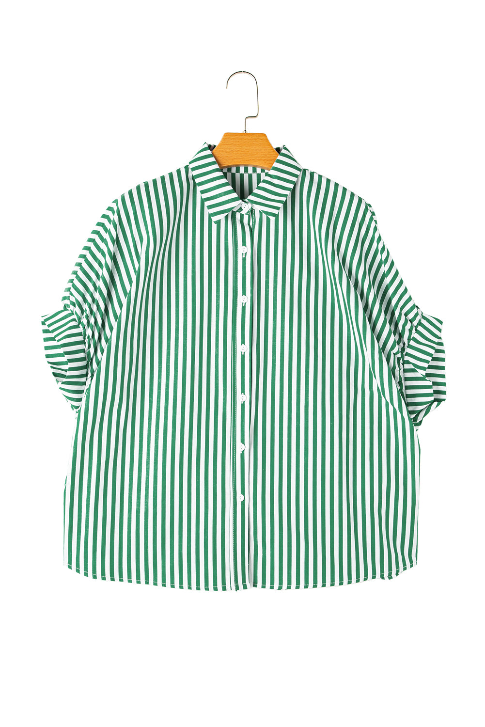 Green Stripe Dolman Sleeve Oversized Blouse