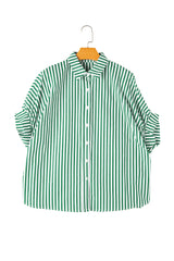 Green Stripe Dolman Sleeve Oversized Blouse