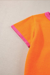 Flamingo Color Block Knit Cap Sleeve Top