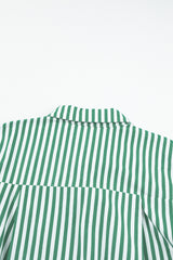 Green Stripe Dolman Sleeve Oversized Blouse